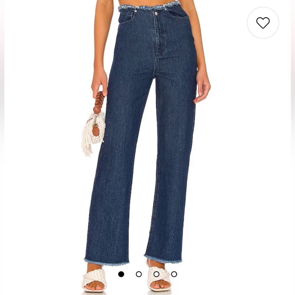 Weworewhat Frayed Waisted and Raw Hem Straight Denim Jeans